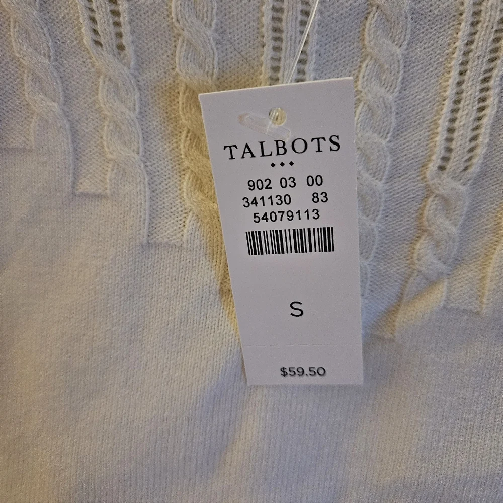 TALBOTS Cream Round Neck Lightweight Sweater Size Small New With Tags - Picture 3 of 7